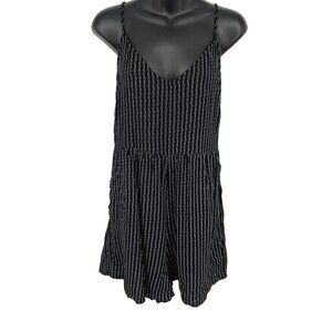 Volcom Women Size Medium M Wild Queendom Black White Striped Romper V-Neck New